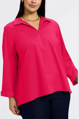 Foxcroft Agnes Smocked Cuff Blouse in at Nordstrom, Size 3X