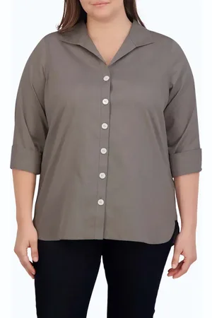 Foxcroft Pandora Non-Iron Tunic Shirt in at Nordstrom, Size 14W