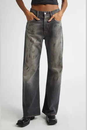 Acne Studios 2021 Trafa Paint Splatter Loose Fit Wide Leg Jeans at Nordstrom, Size 27 X 30