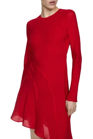 MANGO Long Sleeve Asymmetric Hem Dress in at Nordstrom, Size 4