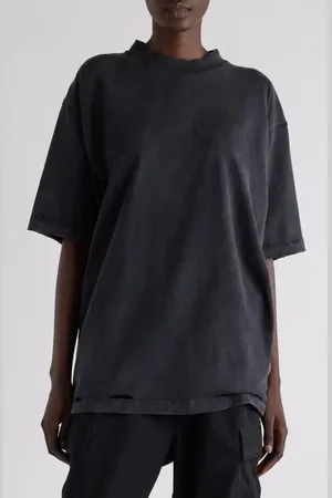 Balenciaga Oversize Distressed Paint Logo Graphic T-Shirt in at Nordstrom, Size 3