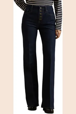 Ralph Lauren High Waist Exposed Button Flare Leg Jeans in at Nordstrom, Size 0