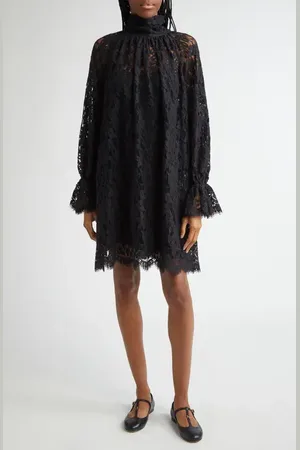 Chloé Tie Neck Long Sleeve Lace Dress in at Nordstrom, Size 6 Us