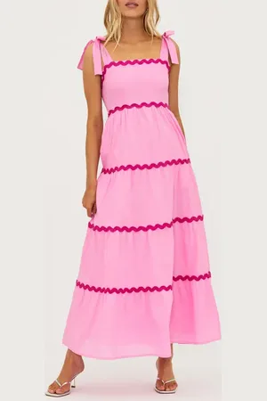 Beach Riot Rickrack Trim Tiered Cover-Up Maxi Dress in at Nordstrom, Size Small
