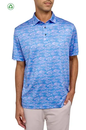 Construct Regular Fit Regular Fit Fish Print Recycled Performance Golf Polo in at Nordstrom, Size Xx-Large