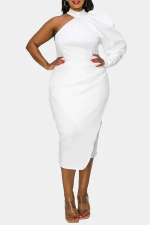 L I V D Gigi One-Shoulder Long Sleeve Midi Dress in at Nordstrom, Size 1X