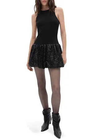 MANGO Xnuba Sequin Bubble Hem Minidress in at Nordstrom, Size 2