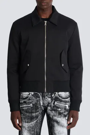 Balmain Vintage Logo Stretch Cotton Bomber Jacket in at Nordstrom, Size 38 Us