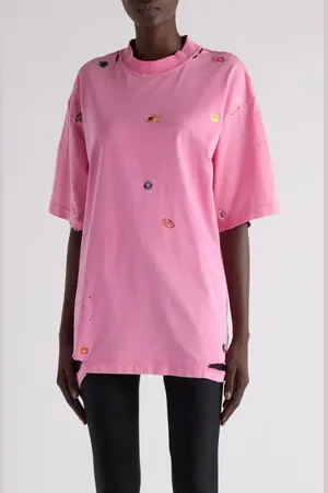 Balenciaga Medium Fit Fruity Distressed Graphic T-Shirt in at Nordstrom, Size Xx-Small