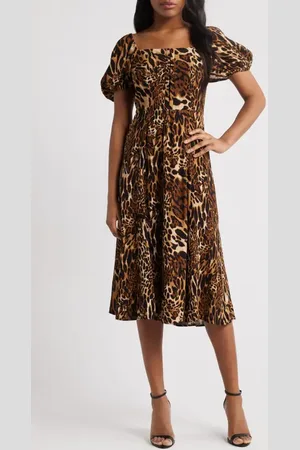 WAYF Leonie Puff Sleeve Midi Dress at Nordstrom, Size Small