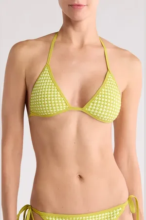 Solid The Iris Basketweave Bikini Top in Chartreuse /Lime at Nordstrom, Size X-Large