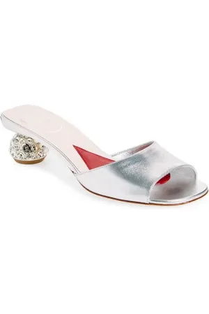 Roger Vivier Crystal Heel Metallic Sandal in at Nordstrom, Size 6Us