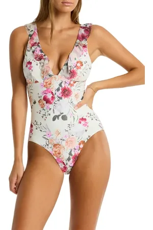 SEA LEVEL Belle Ruffle One-Piece Swimsuit in at Nordstrom, Size 10 Us