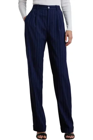 Ralph Lauren Pinstripe Wool Blend Straight Leg Pants in at Nordstrom, Size 8
