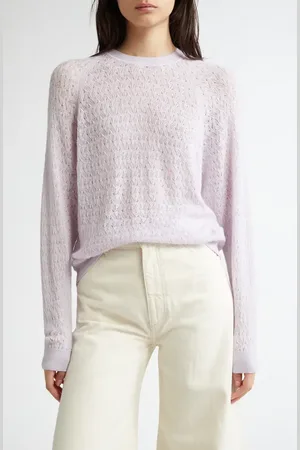Johnstons Of Elgin Pointelle Superfine Cashmere & Silk Sweater in at Nordstrom, Size Medium