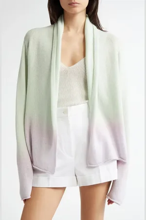 Johnstons Of Elgin Gauzy Ombr?? Colorblock Open Front Cashmerre Cardigan in at Nordstrom, Size Small