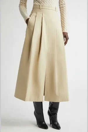 Altuzarra Mack Pleated Cotton Twill Midi Skirt in at Nordstrom, Size 6 Us