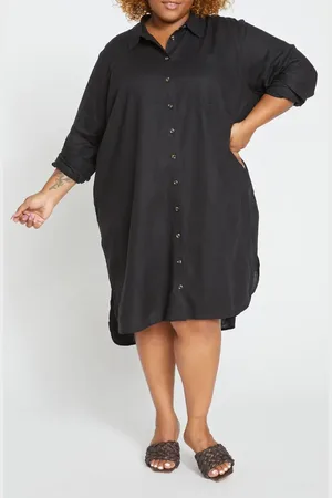 UNIVERSAL STANDARD Seaside Long Sleeve Linen Blend Shirtdress in at Nordstrom, Size Xs