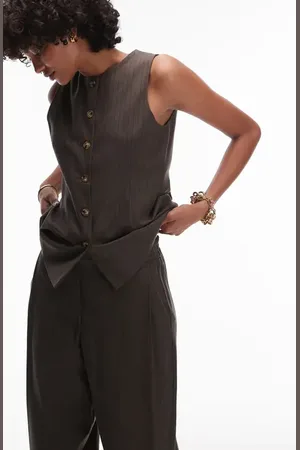 Topshop Tailored Fit Pinstripe Waistcoat in at Nordstrom, Size 2 Us