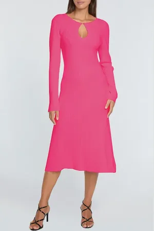 ELIE TAHARI The Belinda Keyhole Neck Long Sleeve Midi Sweater Dress in at Nordstrom, Size X-Small