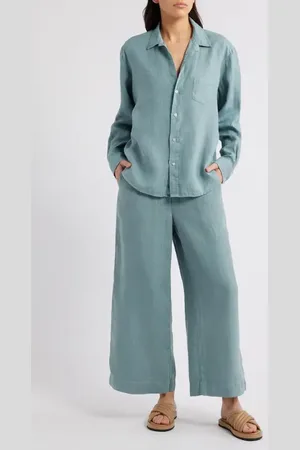 FRANK & EILEEN Button-Up Top & Wide Leg Linen Pants Set in at Nordstrom, Size Xx-Small