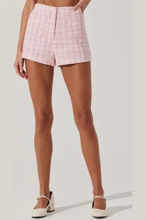 ASTR Faux Pearl Trim High Waist Tweed Shorts in at Nordstrom, Size X-Large
