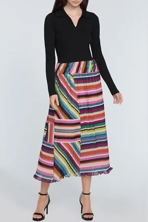 ELIE TAHARI The Maeve Mixed Media Long Sleeve Midi Dress in at Nordstrom, Size X-Large
