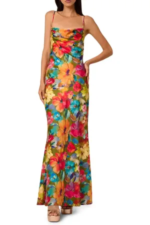 Liv Foster Yara Floral Satin Gown in at Nordstrom, Size 8