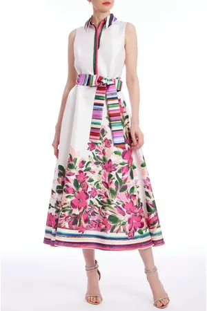 Badgley Mischka Floral Stripe Cocktail Shirtdress in at Nordstrom, Size 8