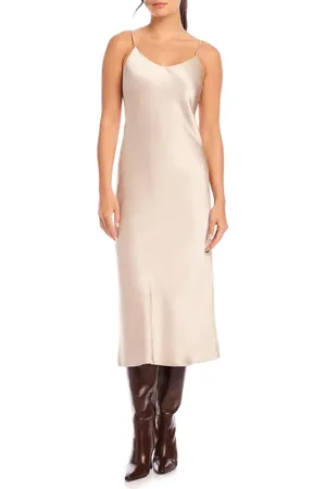 Fifteen Twenty Bias Satin Midi Slipdress in at Nordstrom, Size Large