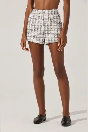 ASTR Faux Pearl Trim High Waist Tweed Shorts in at Nordstrom, Size Large