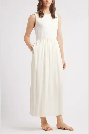 Nordstrom Sleeveless Mixed Media Dress in at , Size Small