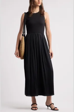Nordstrom Sleeveless Mixed Media Dress in at , Size Small