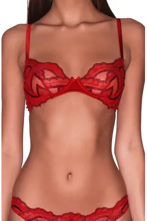 FLEUR DU MAL Hendrix Embroidered Underwire Demi Bra in at Nordstrom, Size 32Dd