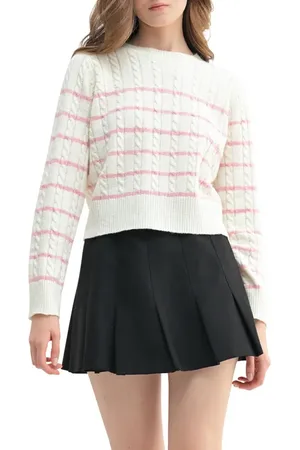 ALL IN FAVOR Stripe Cable Stitch Sweater in at Nordstrom, Size X-Small