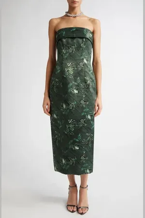 EMILIA WICKSTEAD Keeley Floral Print Strapless Taffeta Faille Midi Dress in at Nordstrom, Size 4 Us