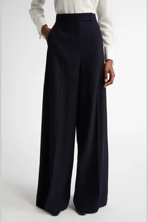 Max Mara Osol Pleated Wide Leg Virgin Wool Blend Pants in at Nordstrom, Size 0