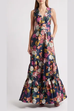 Sachin & Babi Rori Floral Sleeveless Mikado Gown in at Nordstrom, Size 0