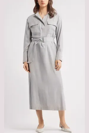 Nordstrom Belted Long Sleeve Shirtdress in at , Size Small