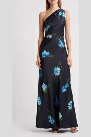 Sachin & Babi Delphine Floral One-Shoulder Satin Crepe Gown in at Nordstrom, Size 4