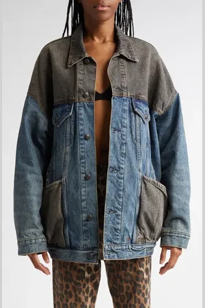 R13 Lacey Oversize Colorblock Trucker Jacket in at Nordstrom, Size Large