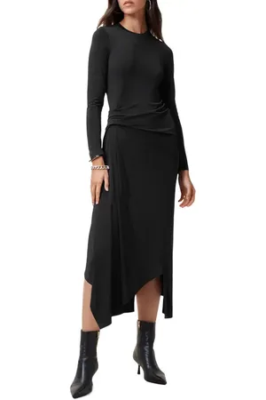AllSaints Rivi Long Sleeve Asymmetric Dress in at Nordstrom, Size 8 Us