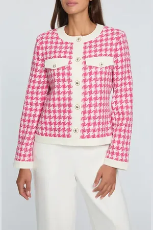 ELIE TAHARI The Farley Houndstooth Check Cotton Tweed Jacket in at Nordstrom, Size Large