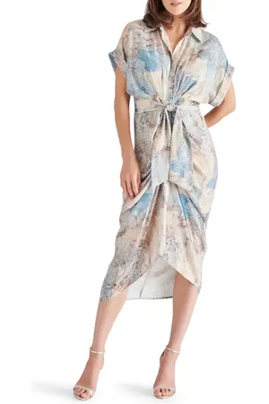 Steve Madden Tori Snakeskin Print Tie Waist Midi Shirtdress in at Nordstrom, Size 10