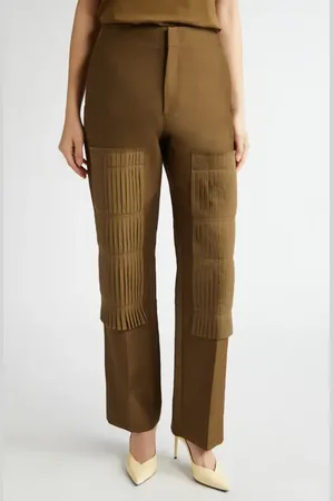BITE Pleated Panel Wool & Silk Straight Leg Pants in at Nordstrom, Size 10 Us