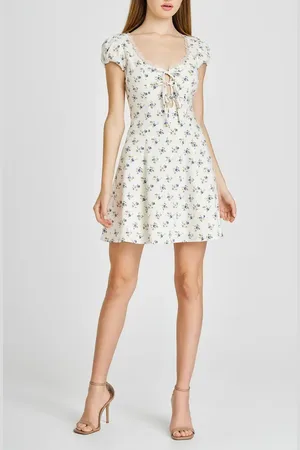 WAYF Cara Floral Linen Blend Minidress in at Nordstrom, Size Medium