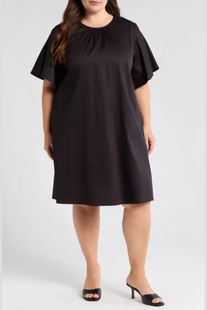 HARSHMAN Agata Flutter Sleeve Cotton Dress in at Nordstrom, Size 1X