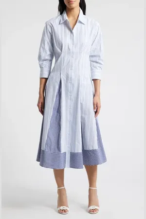 ZOE AND CLAIRE Stripe Cotton Poplin Shirtdress in at Nordstrom, Size Small