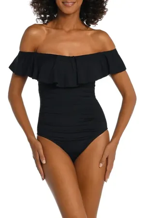 La Blanca Off the Shoulder One-Piece Swimsuit in at Nordstrom, Size 4