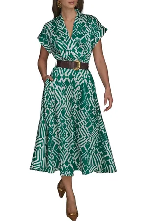 Donna Karan Print Belted Midi Dress in at Nordstrom, Size 4